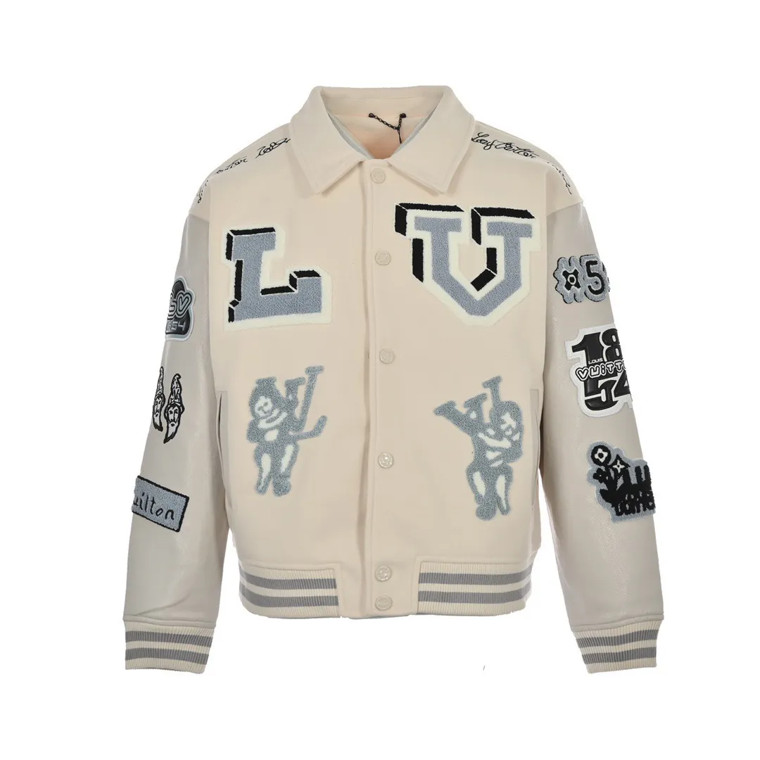 Louis Vuitton/Louis Vuitton 22Fw towel embroidered letter badge baseball jacket